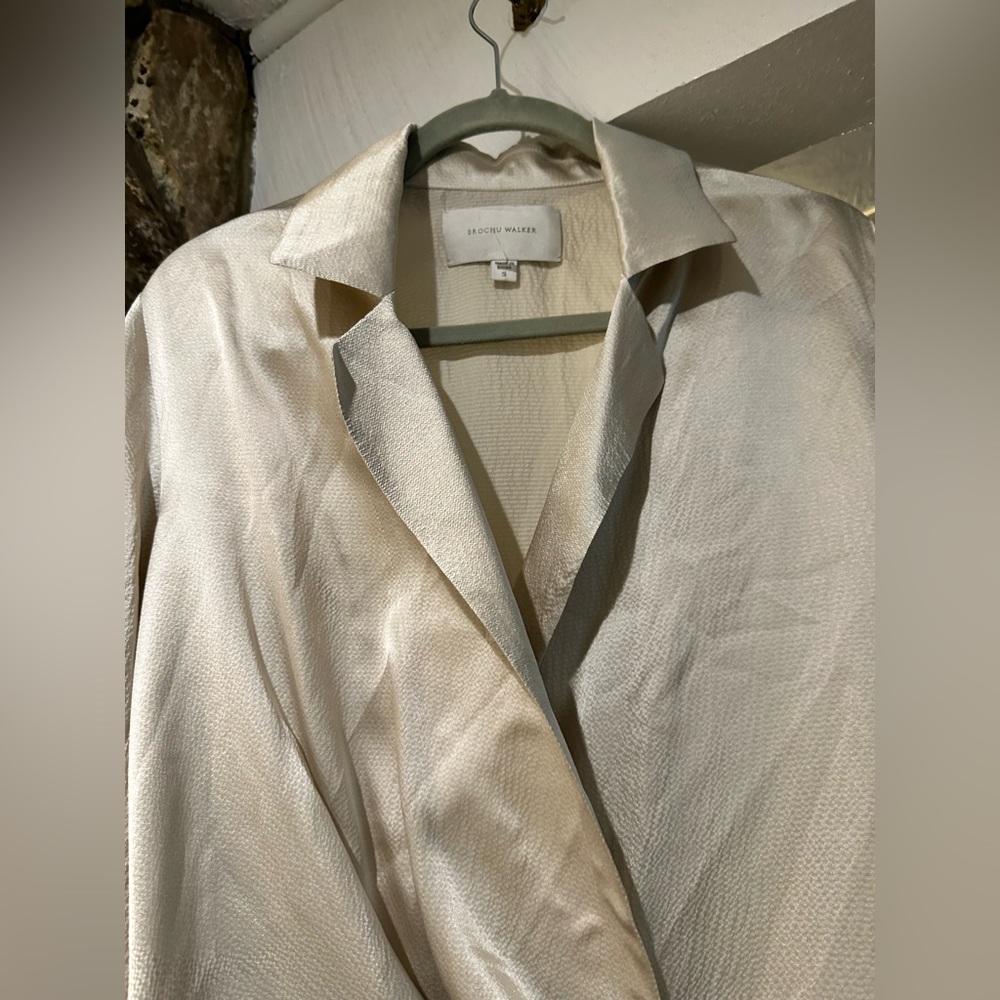 Brochu Walker $358 Mayes Silk Wrap Top - Champagne. Size S. - Picture 7 of 13